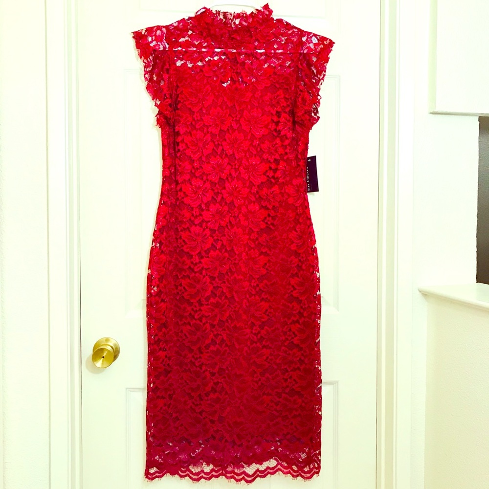 NWT 🔥 En Focus Studio ™️ Red Lace Dress